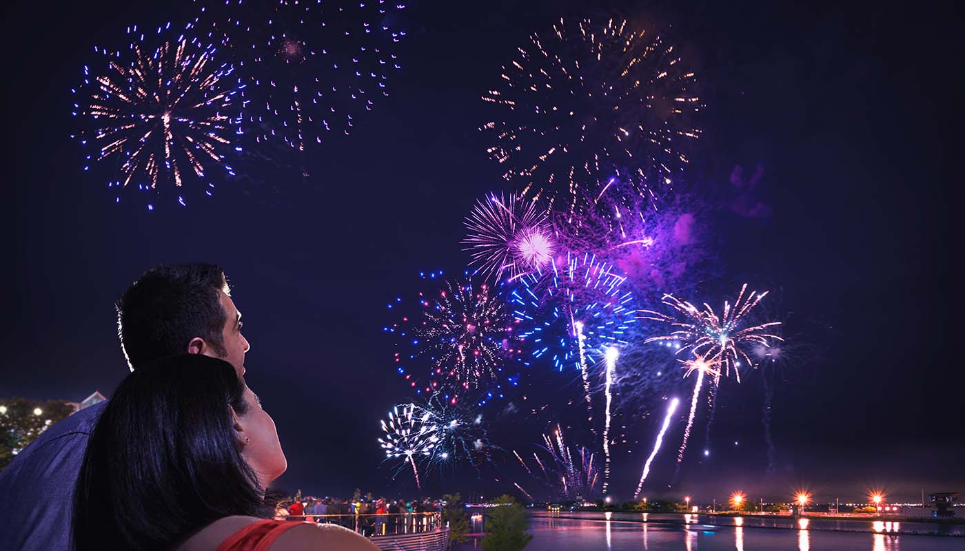 Couple Watching Fireworks at Navy Pier