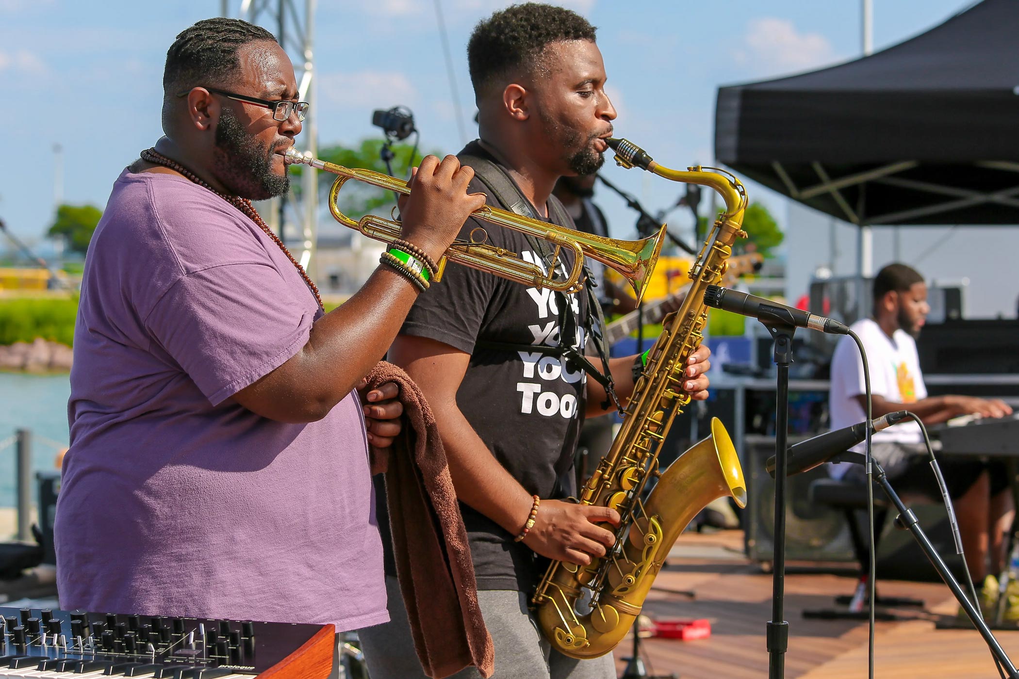 Trumpet and Saxophone Player at Chi-Soul Fest at Navy Pier
