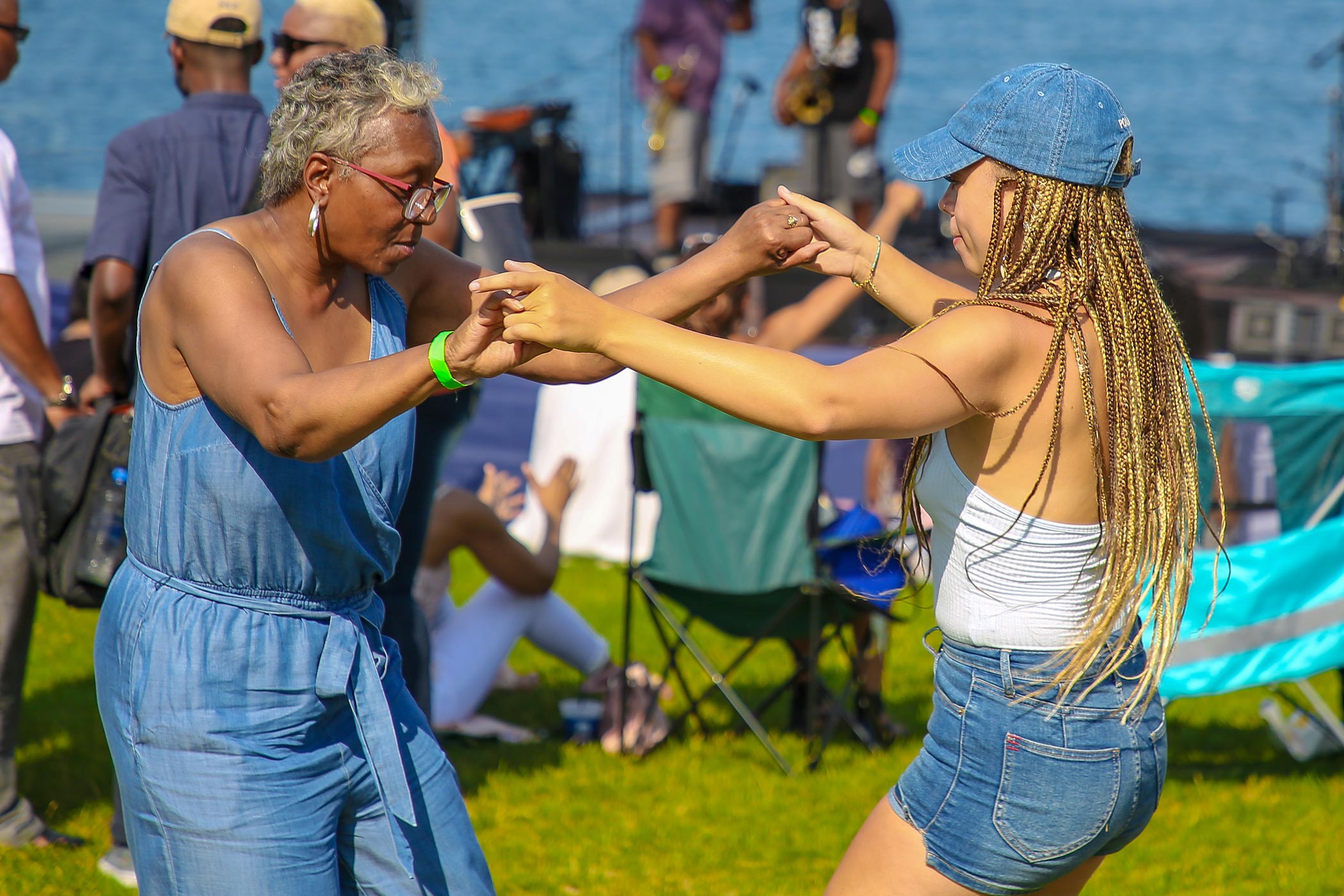 Two Women Dancing at Chi-Soul Fest at Navy Pier