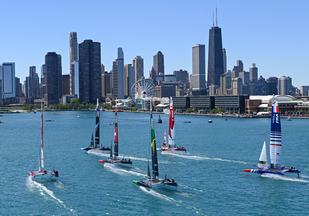 Sail GP with Chicago Skyline and Navy Pier Background