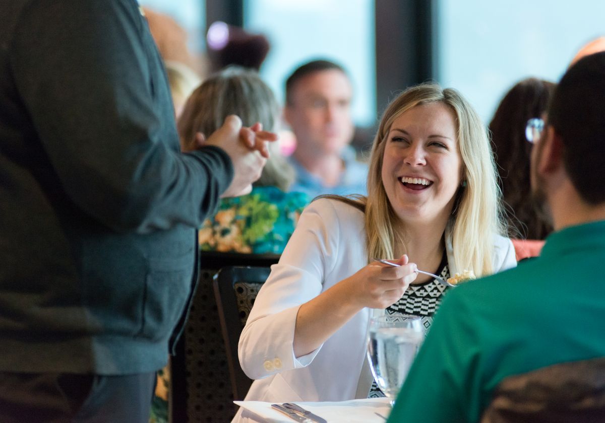 Woman Smiling at Mother's Day Premier Brunch at Navy Pier