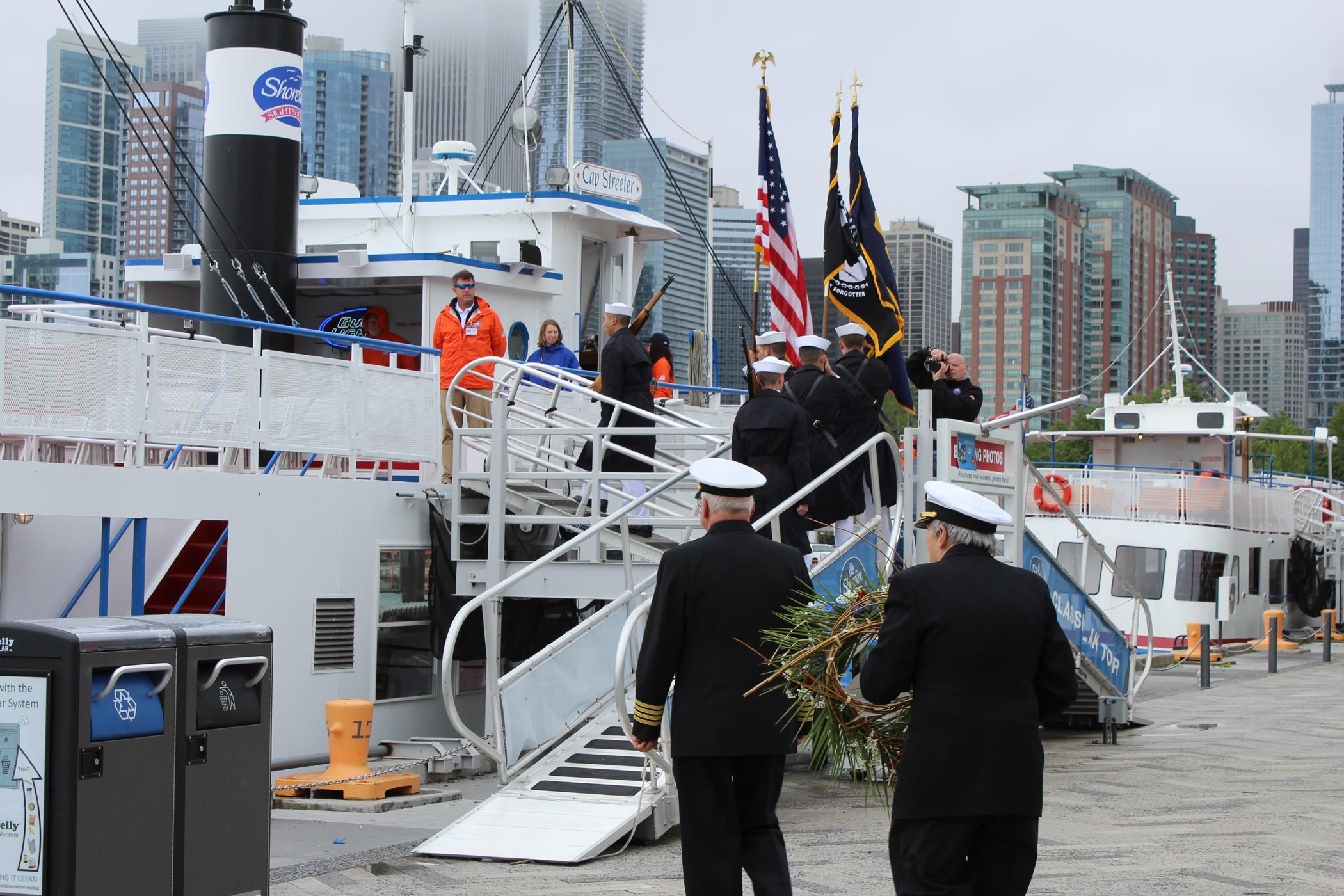 Officers Boarding Boat at Blessing of the Fleet at Navy Pier