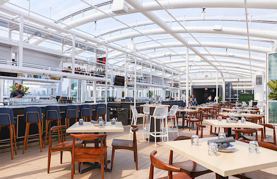Navy Pier Offshore Rooftop empty restaurant seating