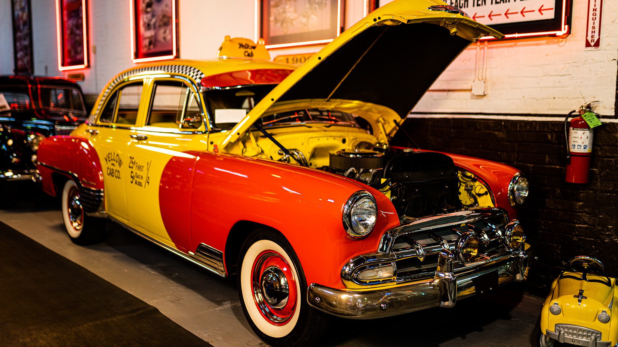 Red and Yellow Cab at Retro Rides Experience at Navy Pier