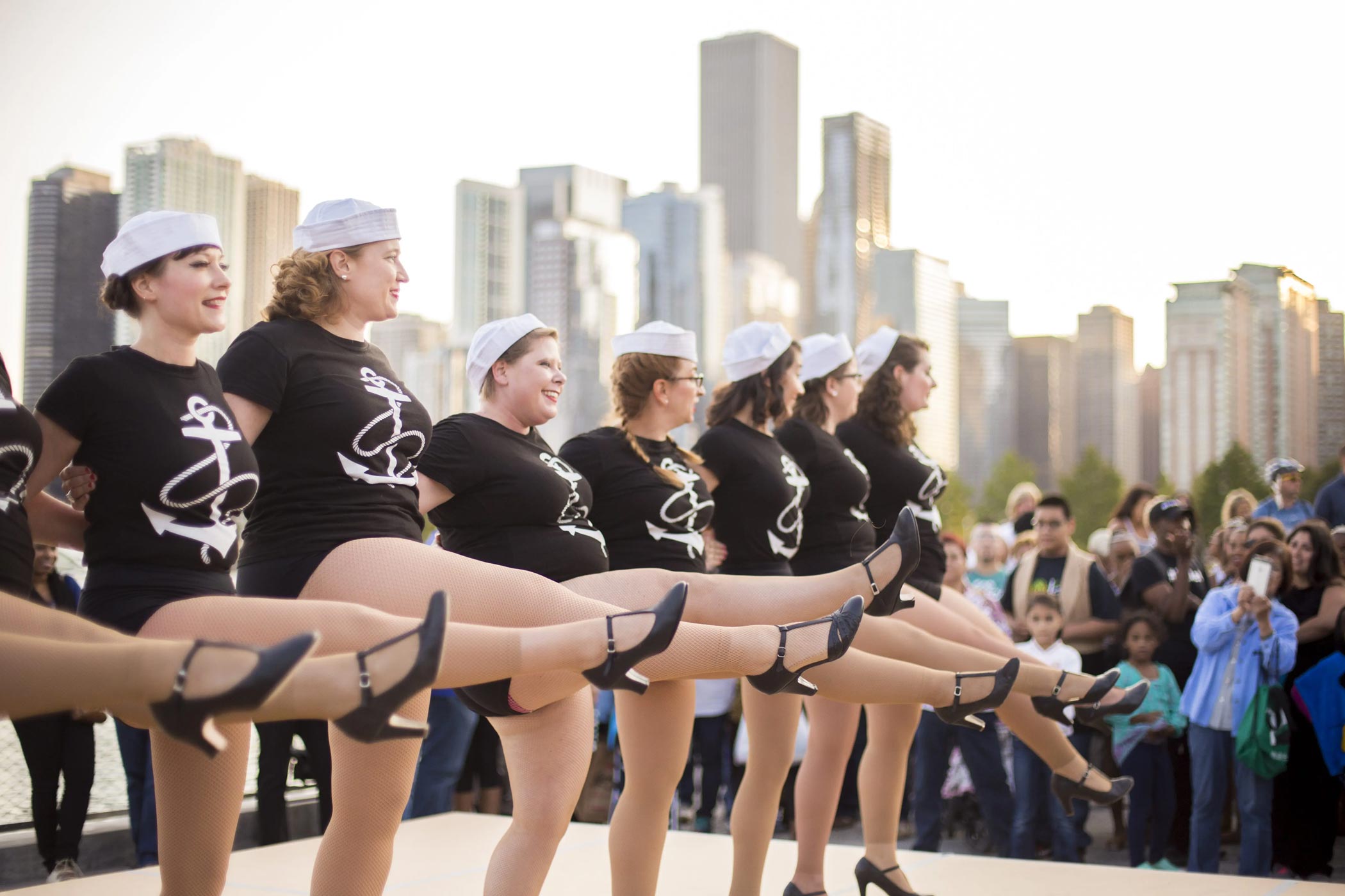 Dancers in a Kickline at Wave Wall Moves at Navy Pier