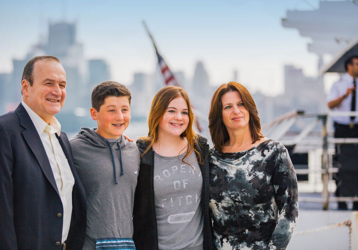 Family Smiling Onboard Odyssey Lake Michigan for Father's Day Brunch Cruise at Navy Pier
