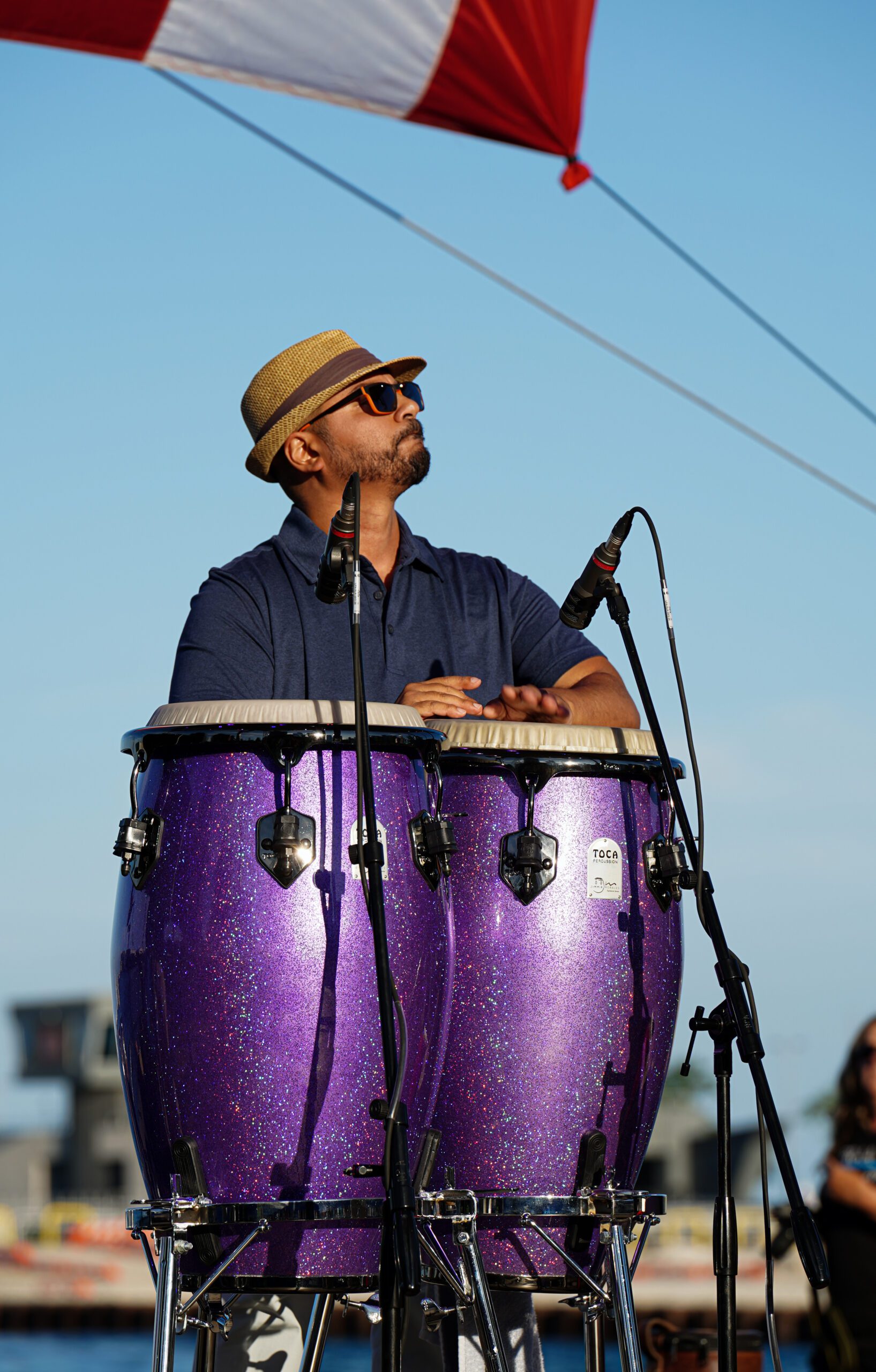 Man Playing Drums at Noche Caribena at Navy Pier