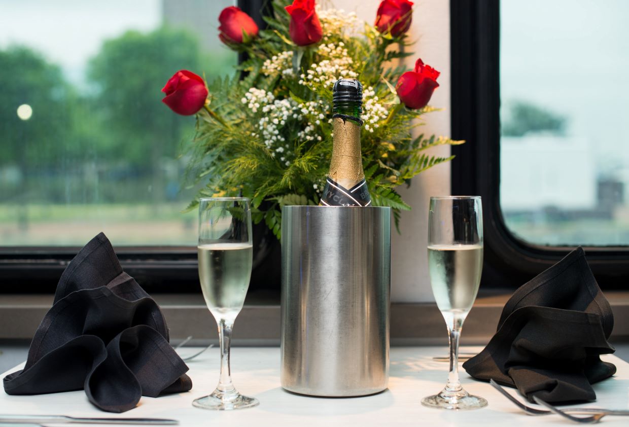 Champagne on ice at Valentine's Premier Dinner Cruise.