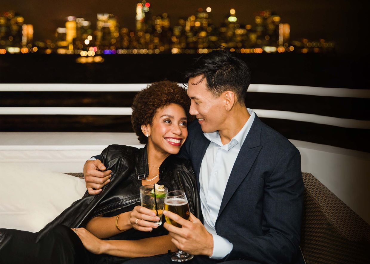 Couple together on Valentine's Premier Dinner Cruise.