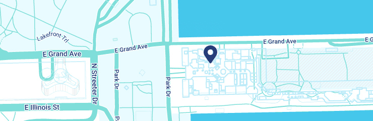 Static map showing the Flyover location on East Grand Avenue