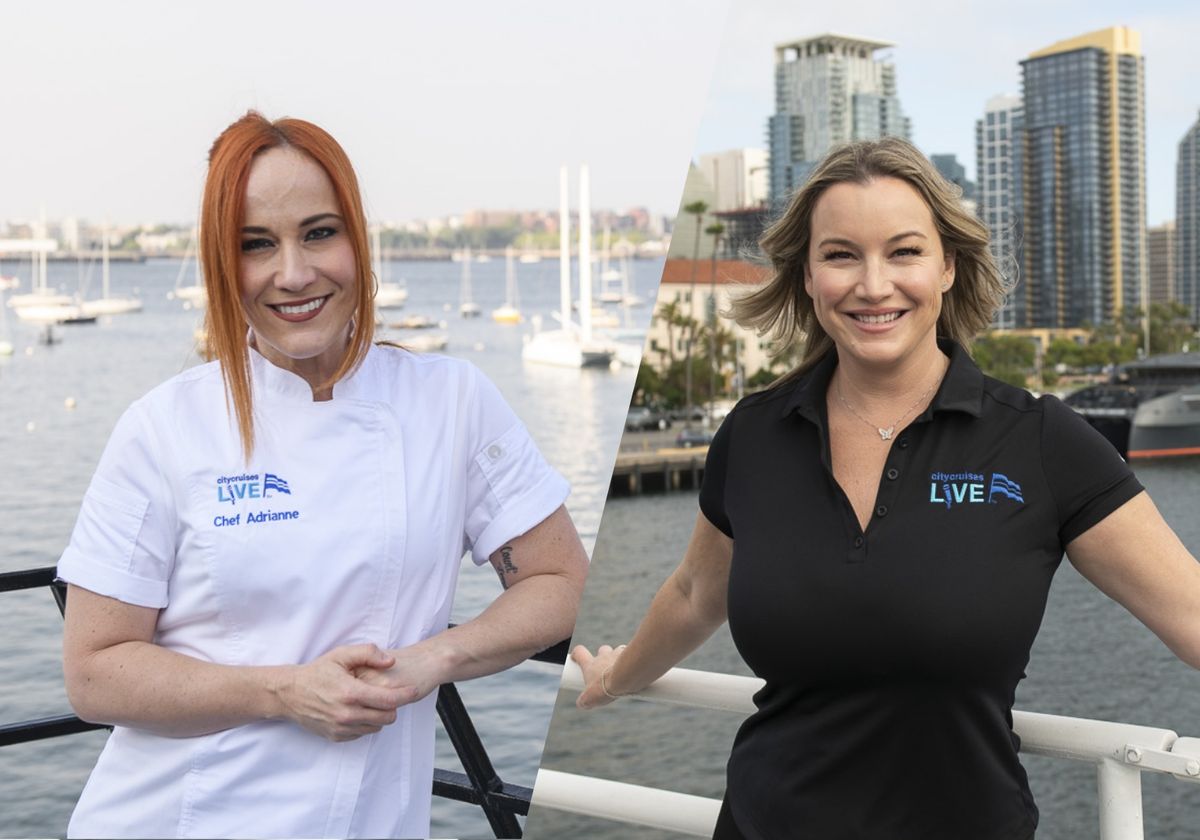 Chef Adrianne and Hannah Ferrier posed on a City Cruises deck