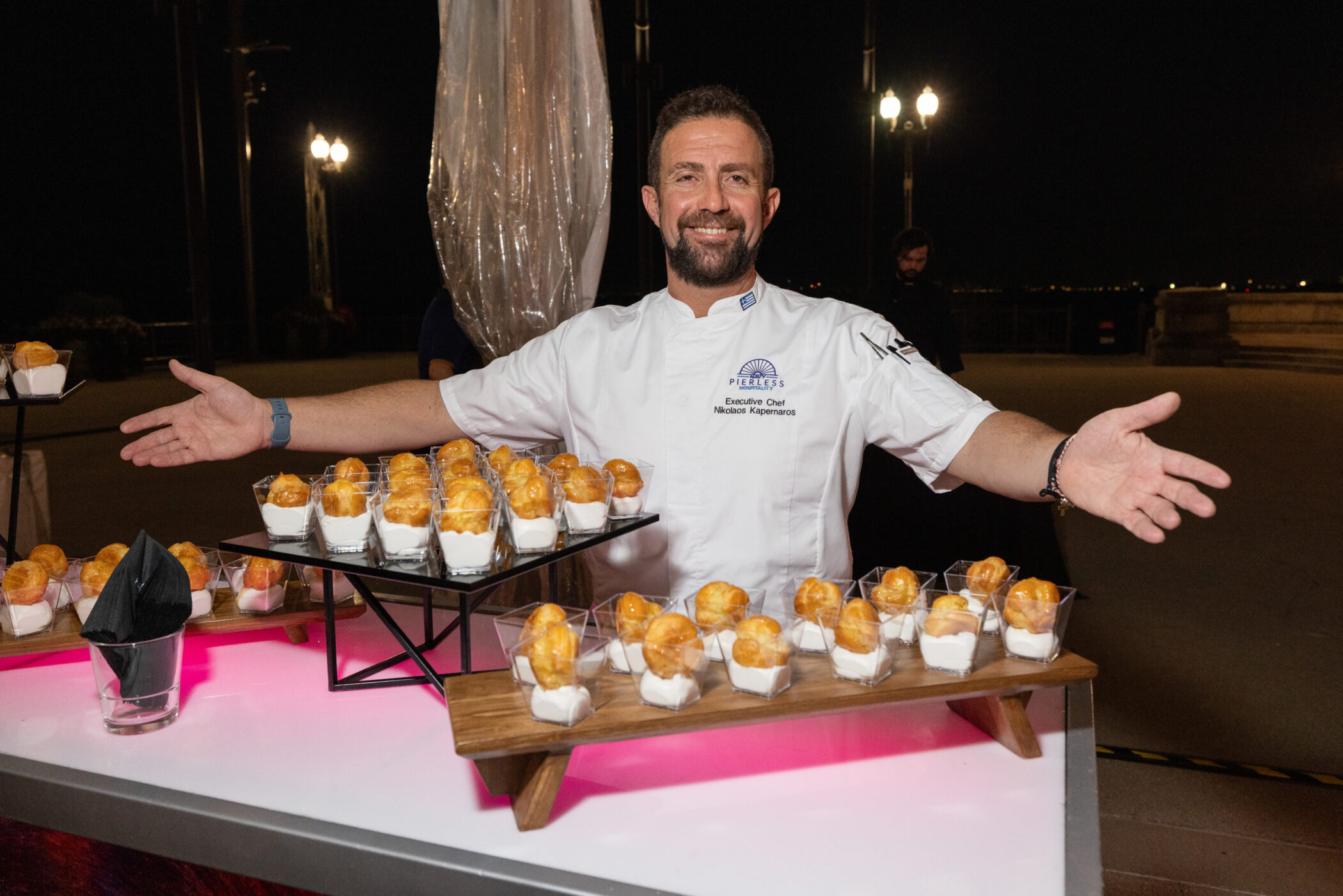 Chef presenting delicious desserts at Navy Pier catering