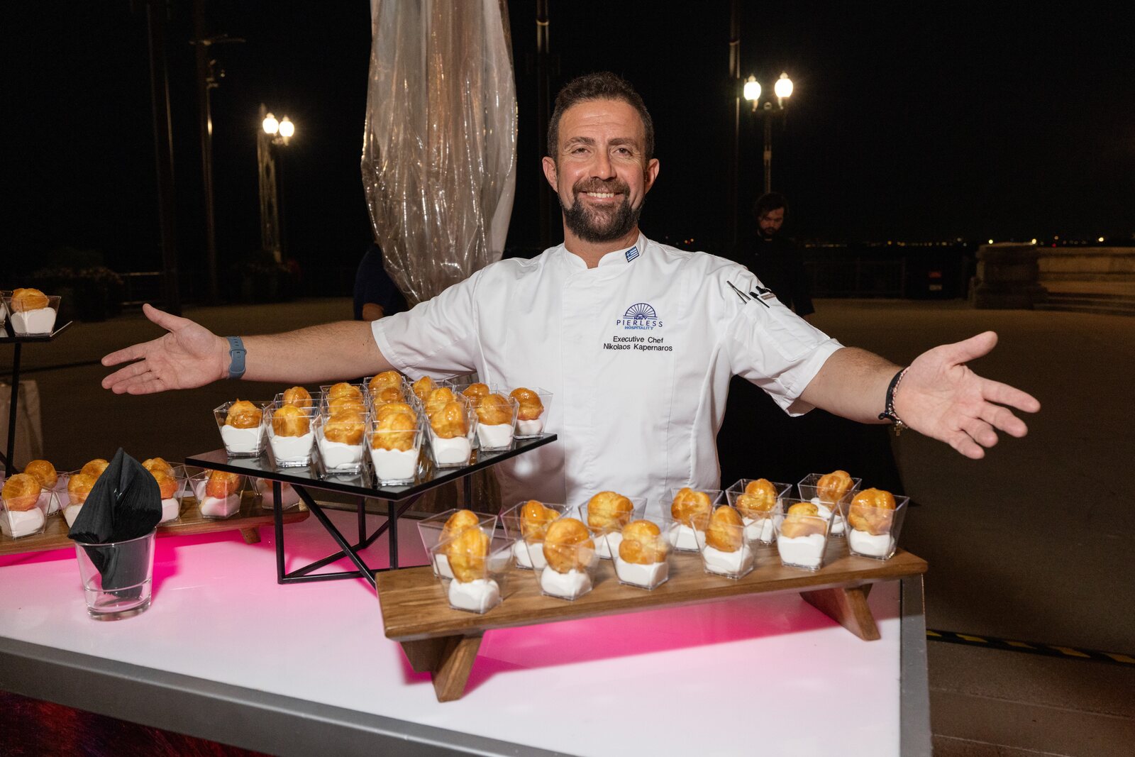 Chef presenting delicious desserts at Navy Pier catering