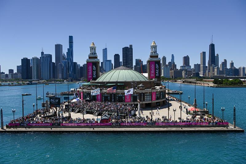 Navy Pier Chicago Skyline SailGP Event Aerial Photo
