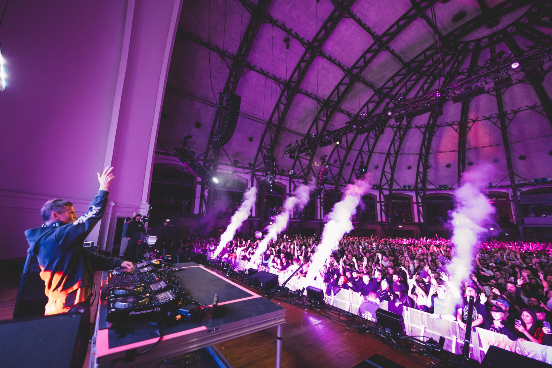 Navy Pier Kaskade DJ performance smoke effects crowd