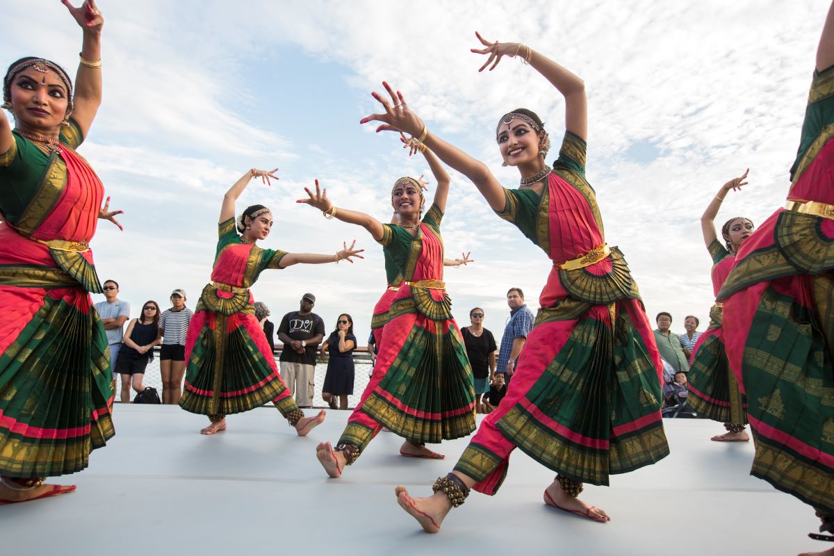 Classical dancers in colorful dress perform at Navy Pier’s Pier Dance event