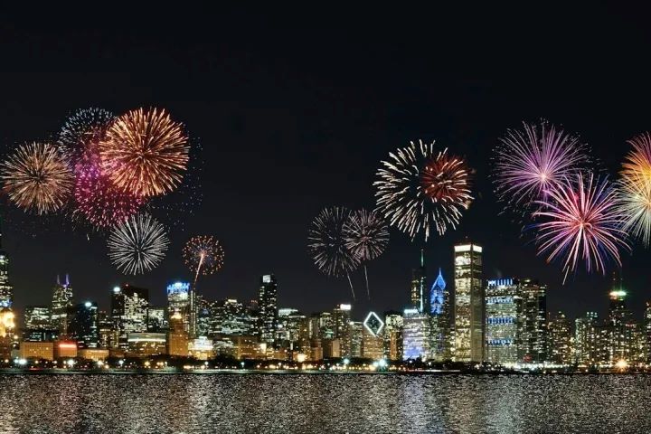 fireworks chicago skyline