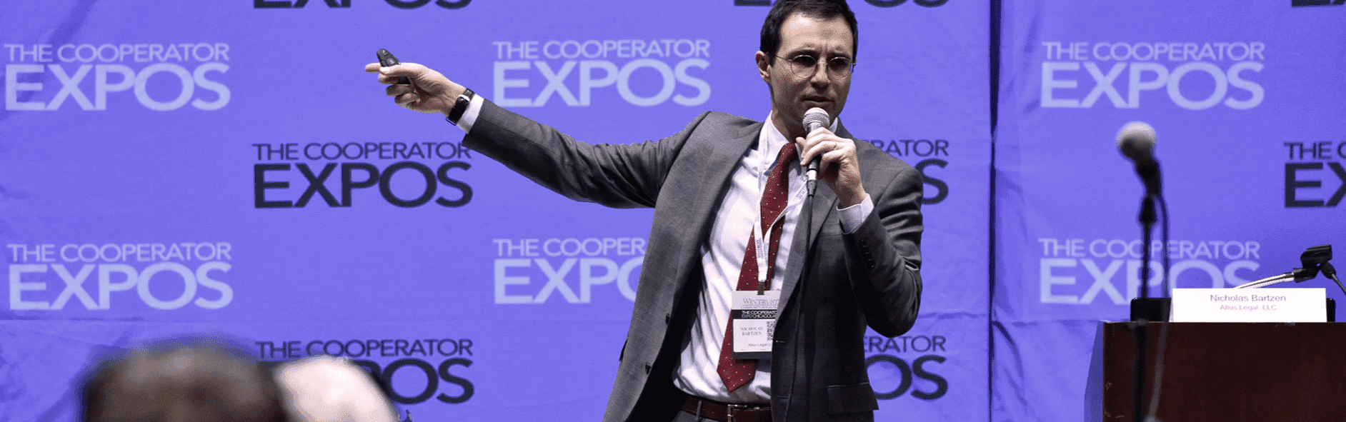 Cooperator Expo trade show speaker on stage