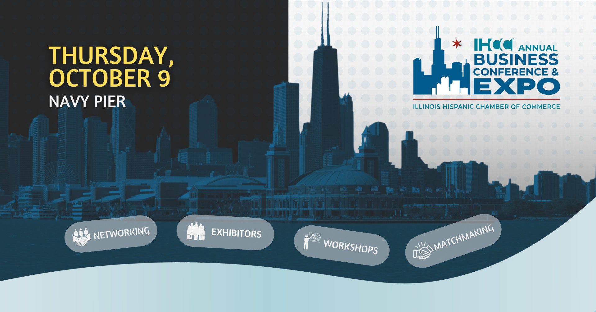 IHCC Annual Business Conference at Navy Pier, featuring networking and exhibitors.