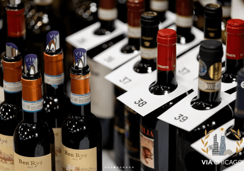 Wine bottles displayed during Vinitaly USA at Navy Pier, Chicago