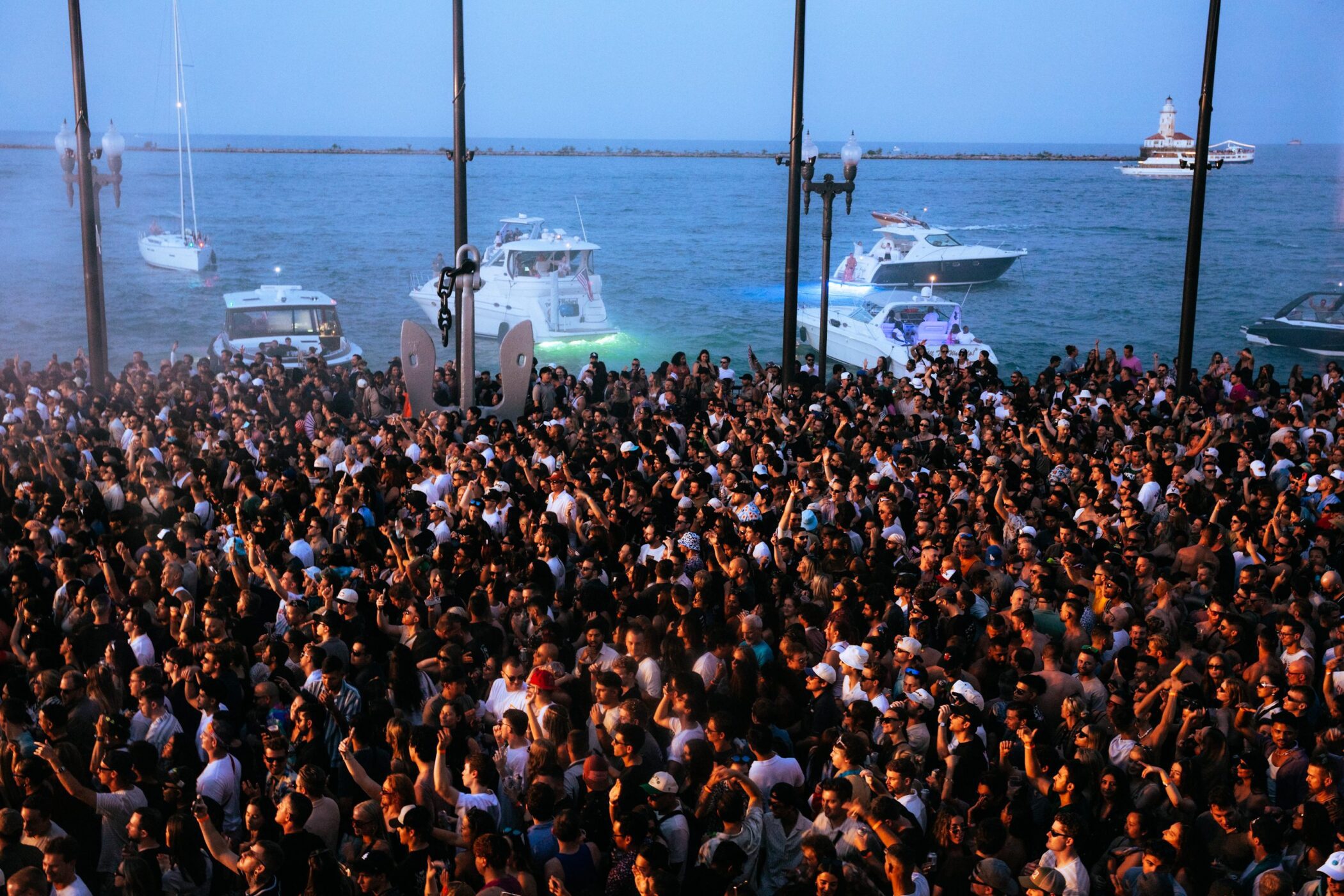 crowd enjoying an event at Navy Pier's East End Plaza