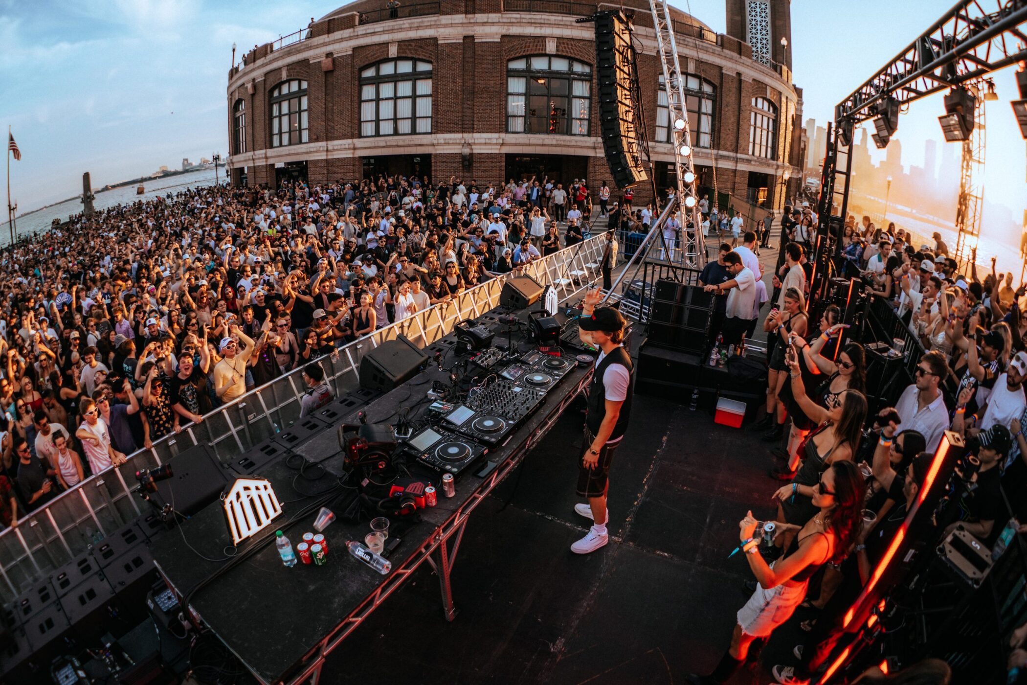 crowd enjoying live music at Navy Pier's East End Plaza event