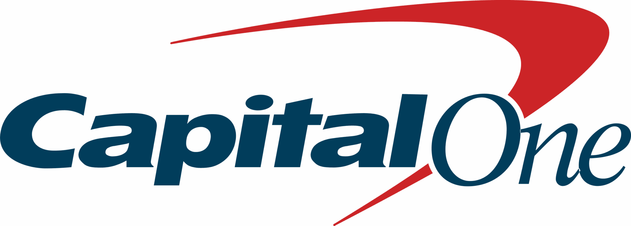 Capital One logo in red and white on a dark background