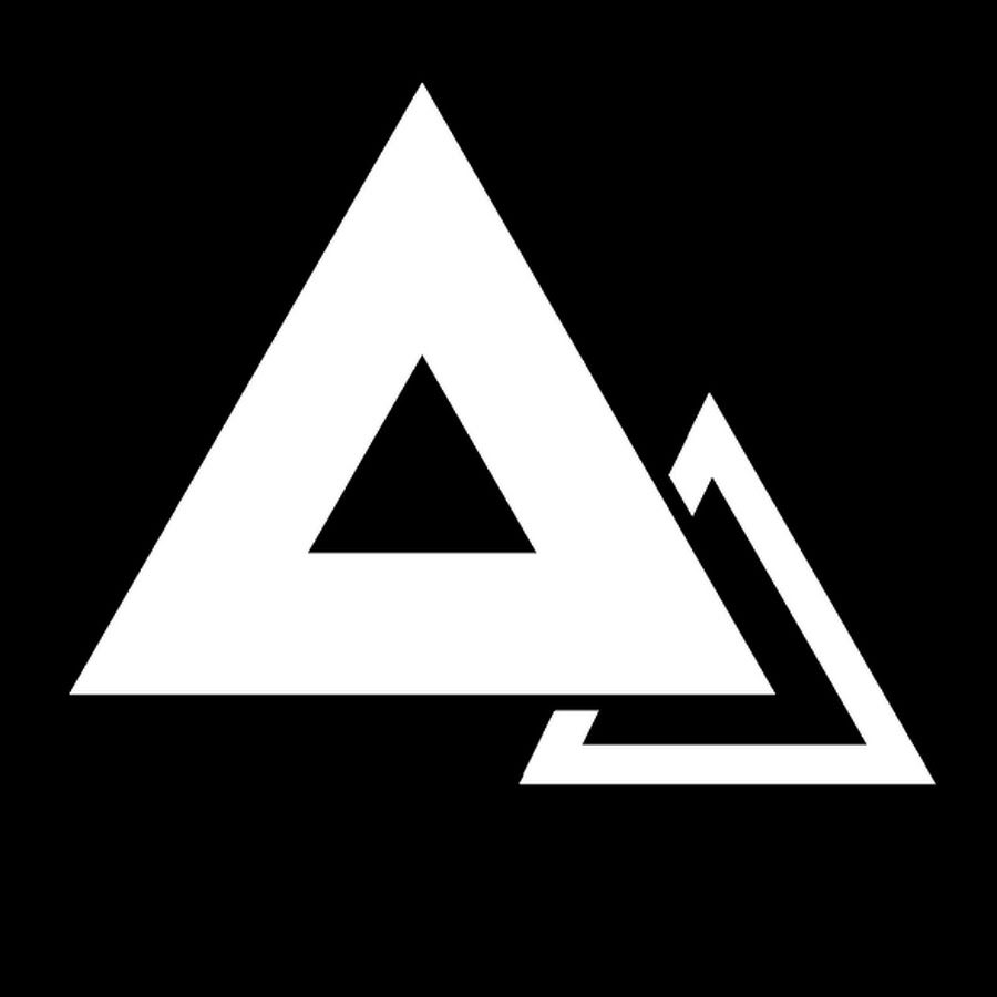 Abstract geometric logo with black triangles forming an angular shape