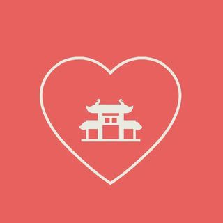 White pagoda and heart icon representing a Chicago Loves Chinatown event