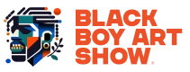 Black Boy Art Show logo in black and white block lettering