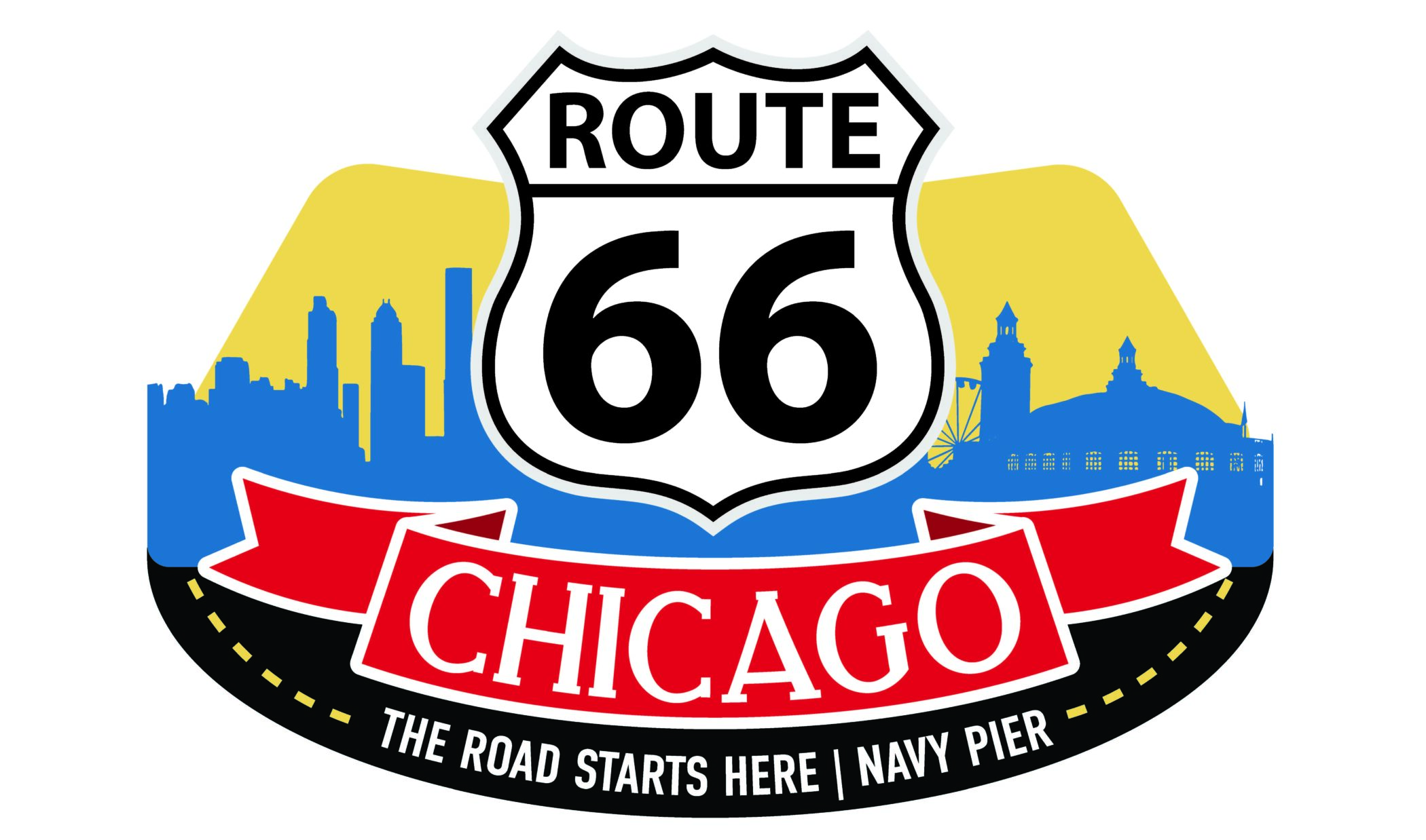Route 66 Chicago illuminated sign displayed at Navy Pier shop